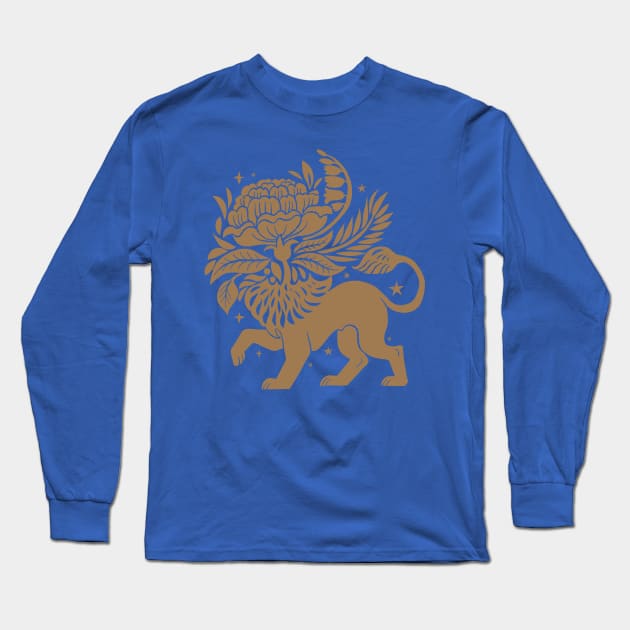 Boho Botanical Lion Long Sleeve T-Shirt by Rebelform